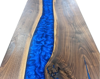 Live Edge Walnut Bar Top: Custom Resin River Wine Tasting Table