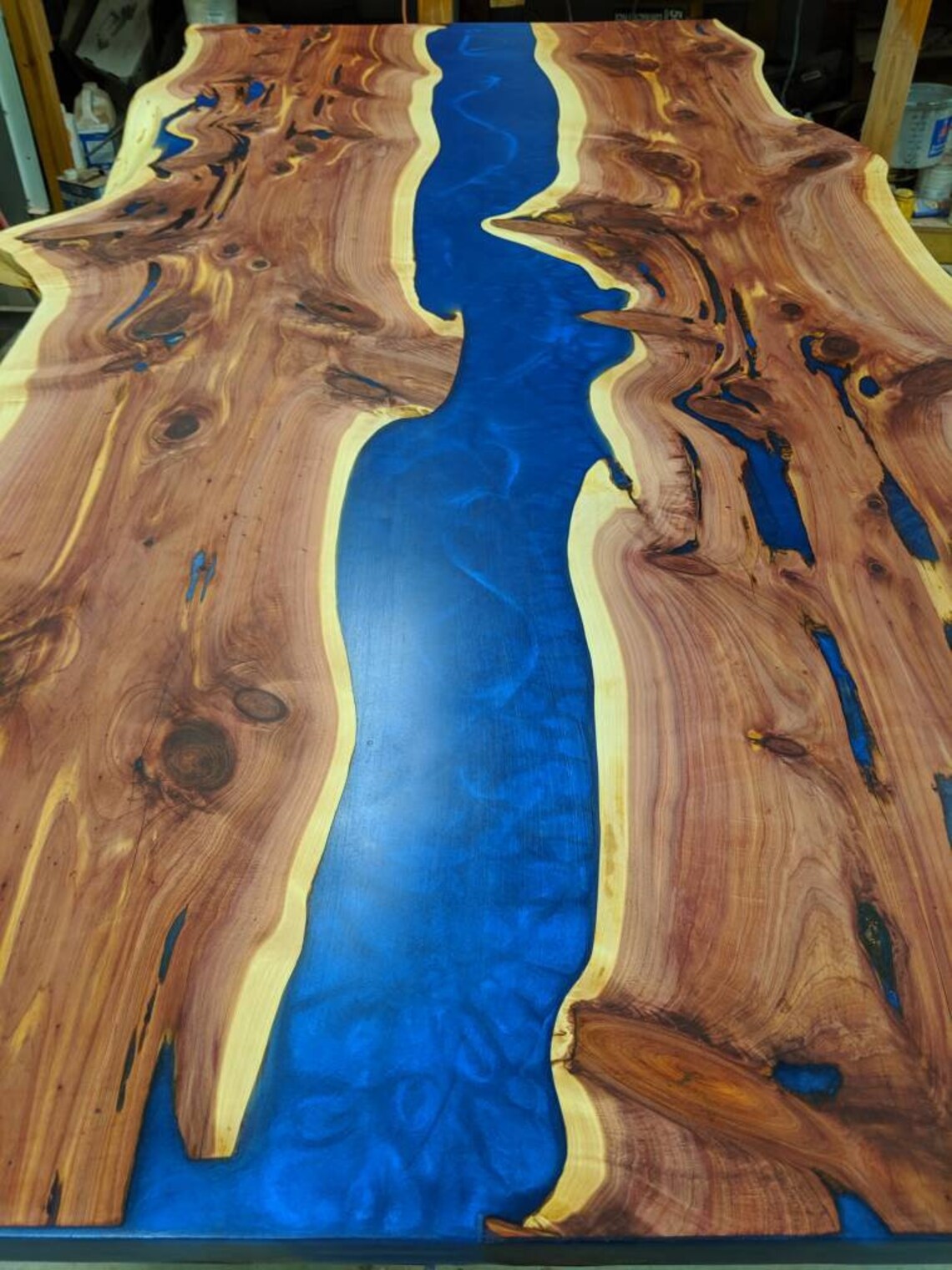 Live Edge River Table, Resin, Cedar, Epoxy, Bar, Dining Table, Desktop