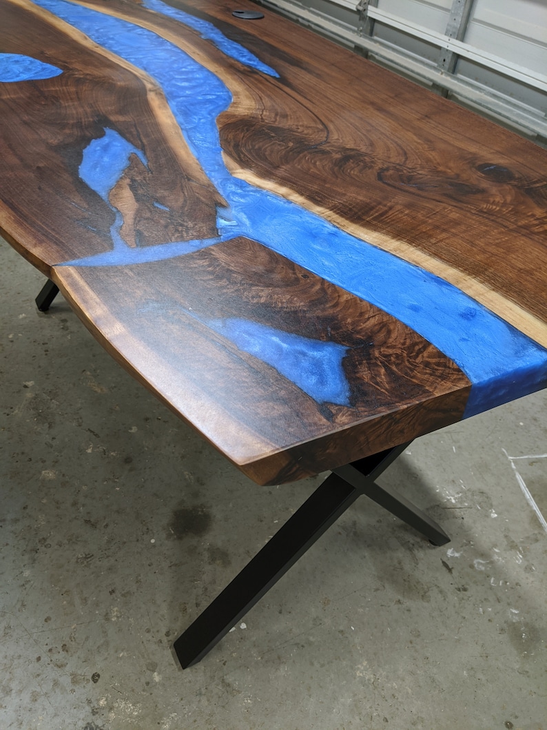 Computer desk river table walnut wood resin river desktop Etsy