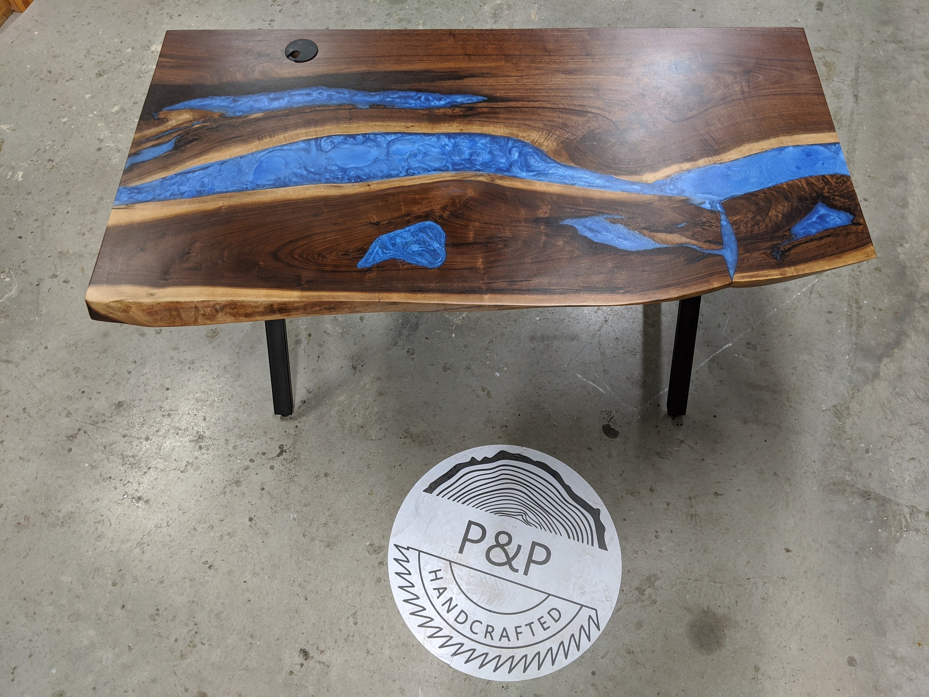 Resin and on sale wood desk