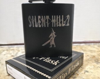 Silent Hill 2 Horror Flask Black Stainless Steel 6oz Dark Gaming Memorabilia