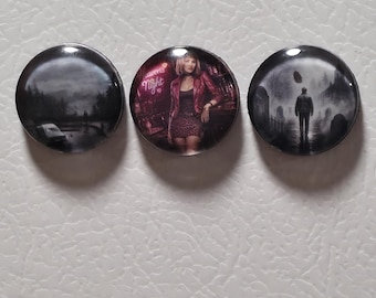 Silent Hill 2 Magnet Set 3 Pack 1 Inch Horror Game Magnets Transparent Glass