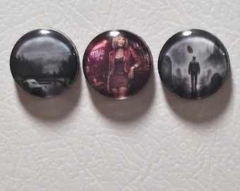 Silent Hill 2, lot de 3 aimants pour jeu d'horreur de 2,5 cm, verre transparent