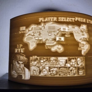 Street Fighter 2  character select screen lithophane night light handmade