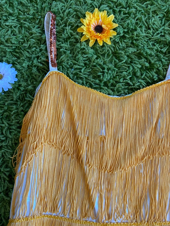 Vintage 1960s does 1920s orange/gold fringe flapp… - image 2