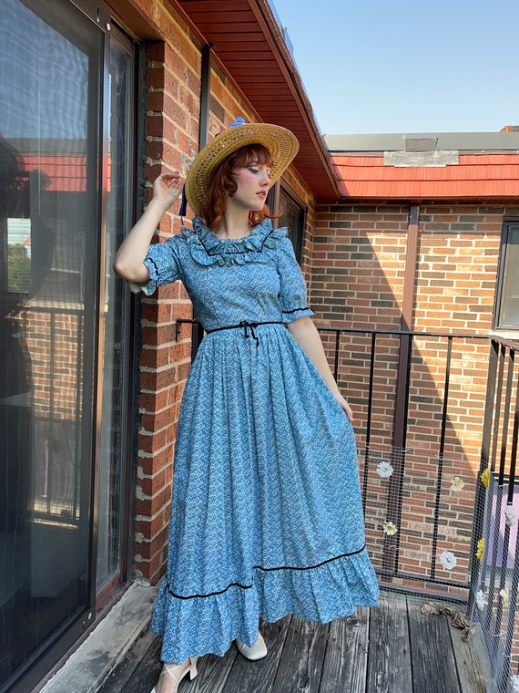 1970s vintage floral prairie/cottage core dress