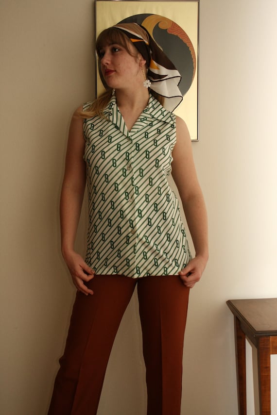 Geometric 1960s vintage blouse - image 1