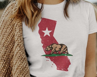 T-shirt T-shirt kaart Californië / Californië cadeaus / shirt Californië beer