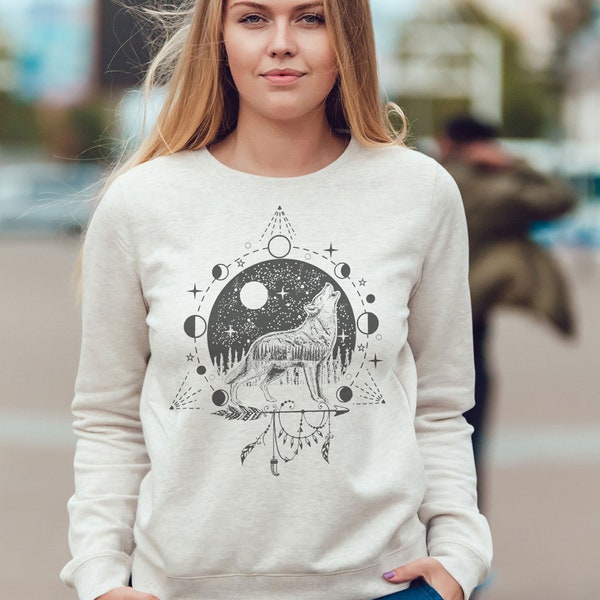 Wolf Sweatshirt / Wolf Sweater / Camp Shirt / Nature Tshirt / Hipster Wolf Sweatshirt