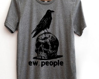 Maglietta Ew People Raven, Maglietta di Halloween, Maglietta Teschio