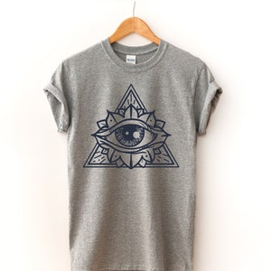 All Seeing Eye Shirt, Pyramid, Illuminati Shirt, Psychadelic Shirt, Floral Hippie Boho Shirt