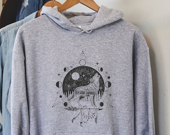 Hipster Wolf Hoodie, Tier Hoodies, Camping Hoodie Natur Liebhaber Geschenk, Vintage Hoodie Unisex
