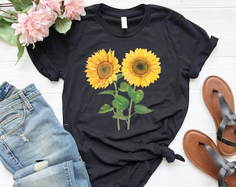 Sunflower Shirt For Women / Sunflower Gift / Sunflower T Shirt / Plant Shirt / Botanical Shirt