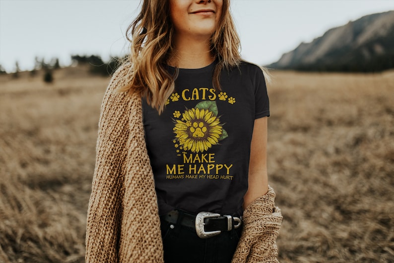 Katt T-shirt för kvinnor, rolig kattälskare, vintage kattmamma bild 1
