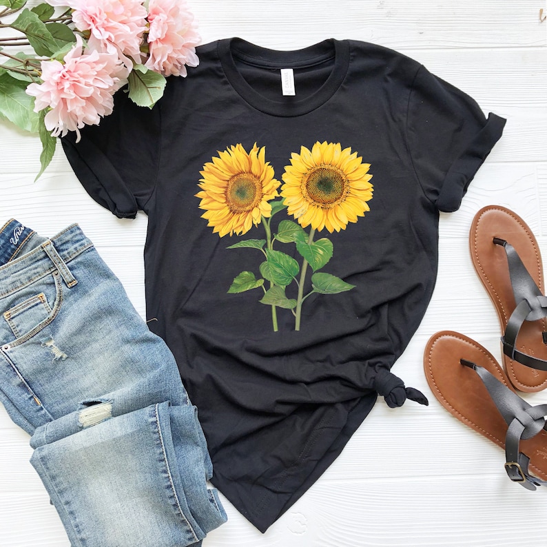 Sunflower Shirt / Botanical Shirt / Sunflower Gifts / Vintage Etsy
