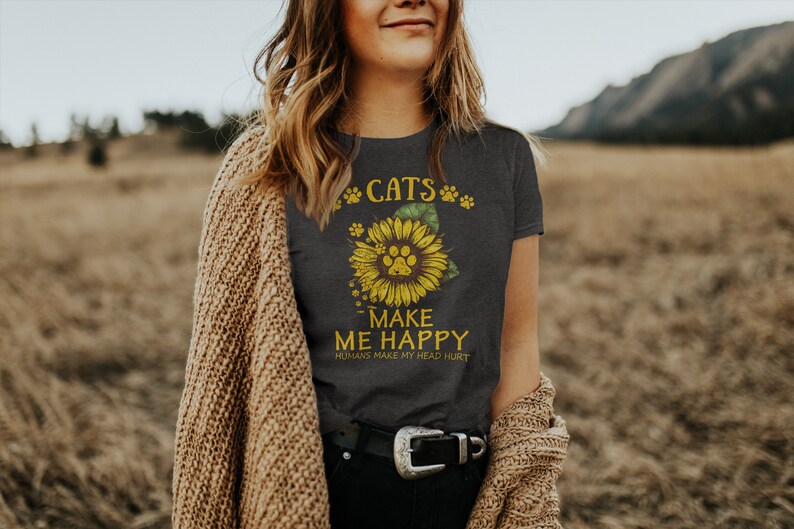 Katt T-shirt för kvinnor, rolig kattälskare, vintage kattmamma bild 6