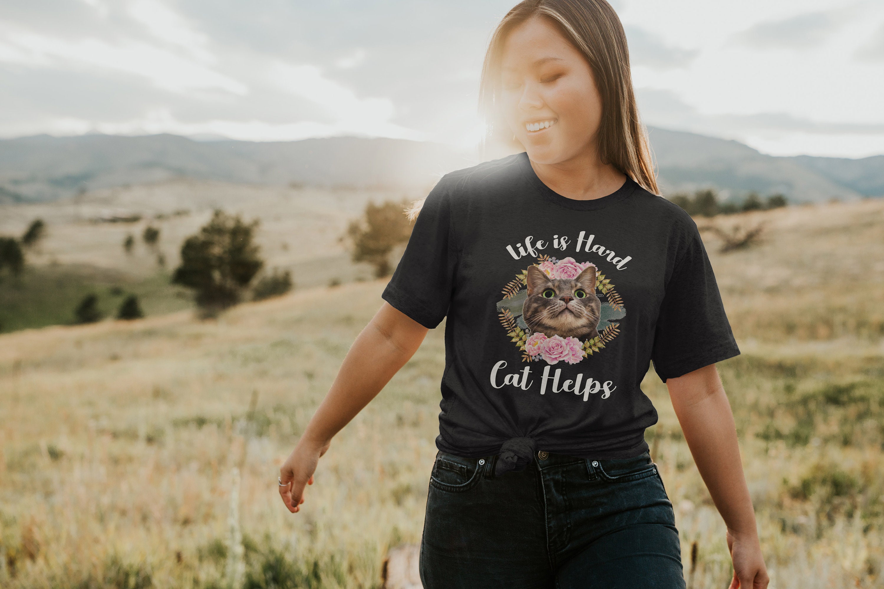 Cat Shirt, Life is Hard Cats Help, Cat Mom Shirt, Cat Lover Gift T ...