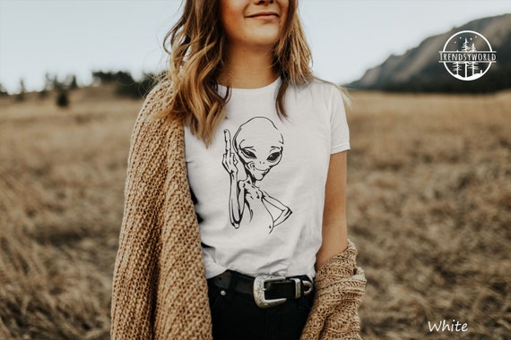 Alien Shirt, Funny UFO Shirt, Middle Finger Vintage T-Shirt, Area 51