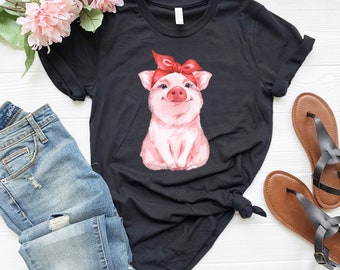 Camisa de porco, roupa de porco doce, Oink adorável, camisa de exposição de gado, ano do porco, roupa de porco aquarela
