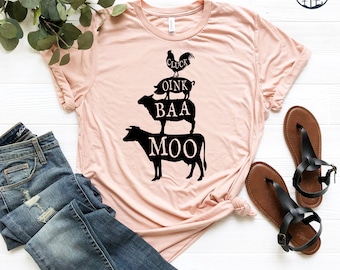 Farm Shirt, Funny Farm Animal, Farmer's Gift, Farm Tees, Cluck-Oink-Baa-Moo, Cow T-shirt, Pig Lover Gift, Chicken Tee, Funny Sheep Art