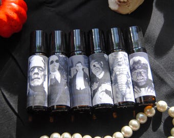 Universal Monsters | roll on perfume | body oils | Dracula | The Wolf Man | Perfume | Slasher Movie | Horror Gift | scent | perfume