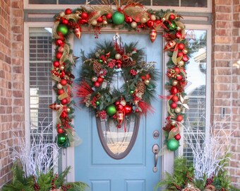 front door garland deco mesh christmas garlands custom mantle garland front door garland door garland etsy front door garland deco mesh christmas garlands custom mantle garland front door garland door garland etsy