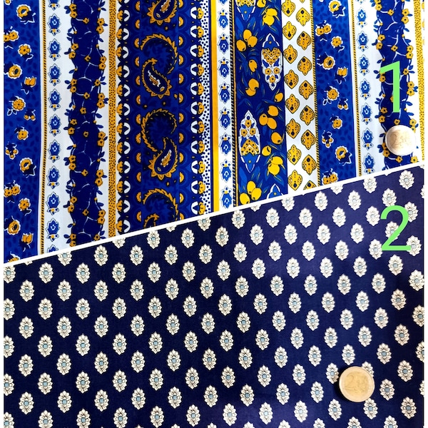 Tissu / fabric/ largeur 150 cm./ fleuri esprit provençal / made in France / Provence / motifs fleuris / citron / coton / patchwork / deco