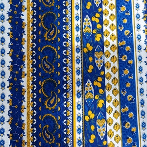 Tissu / fabric / large 150 cm. / fleuri esprit provençal / made in France / Provence / motifs fleuris / citron / coton / patchwork / deco
