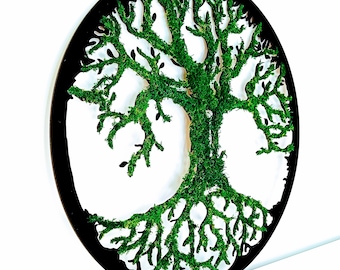 3D Moos Deko Panel Baum des Lebens Moos Wanddekoration Weihnachtsgeschenk Wandornament