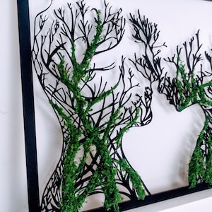 Openwork decorative panel 3D/ Tree with moss/ Wall decoration with moss/ Living room wall art/ Forest decorations/ Preserved Moss Art/