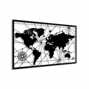 Panneau décoratif ajouré 3D / Panneau de carte du monde / Panneaux décoratifs en bois / Décor mural en bois / Velor noir