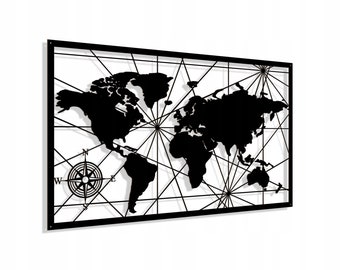 Openwork Decorative Panel 3D / World Map Panel/ Decorative Wooden Panels / Wooden Wall Decor/ Black velor