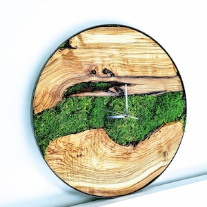Moss Wall Clock/ Round Art Moss, Wood 28&quot;, 20&quot;, 12&quot; (70cm,50cm,30cm)/ Eco, Natural Clock/ Made To Order