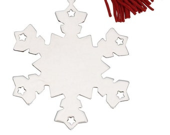 Polished Stainless Steel Personalised Engraved Snowflake Decoration