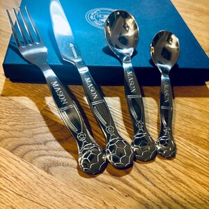 Personalised Football World Cup Cutlery Set: Engraved Stainless Steel Children's Christening Gift image 11