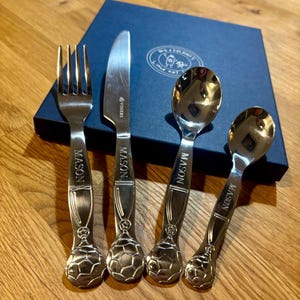 Personalised Football World Cup Cutlery Set: Engraved Stainless Steel Children's Christening Gift image 12
