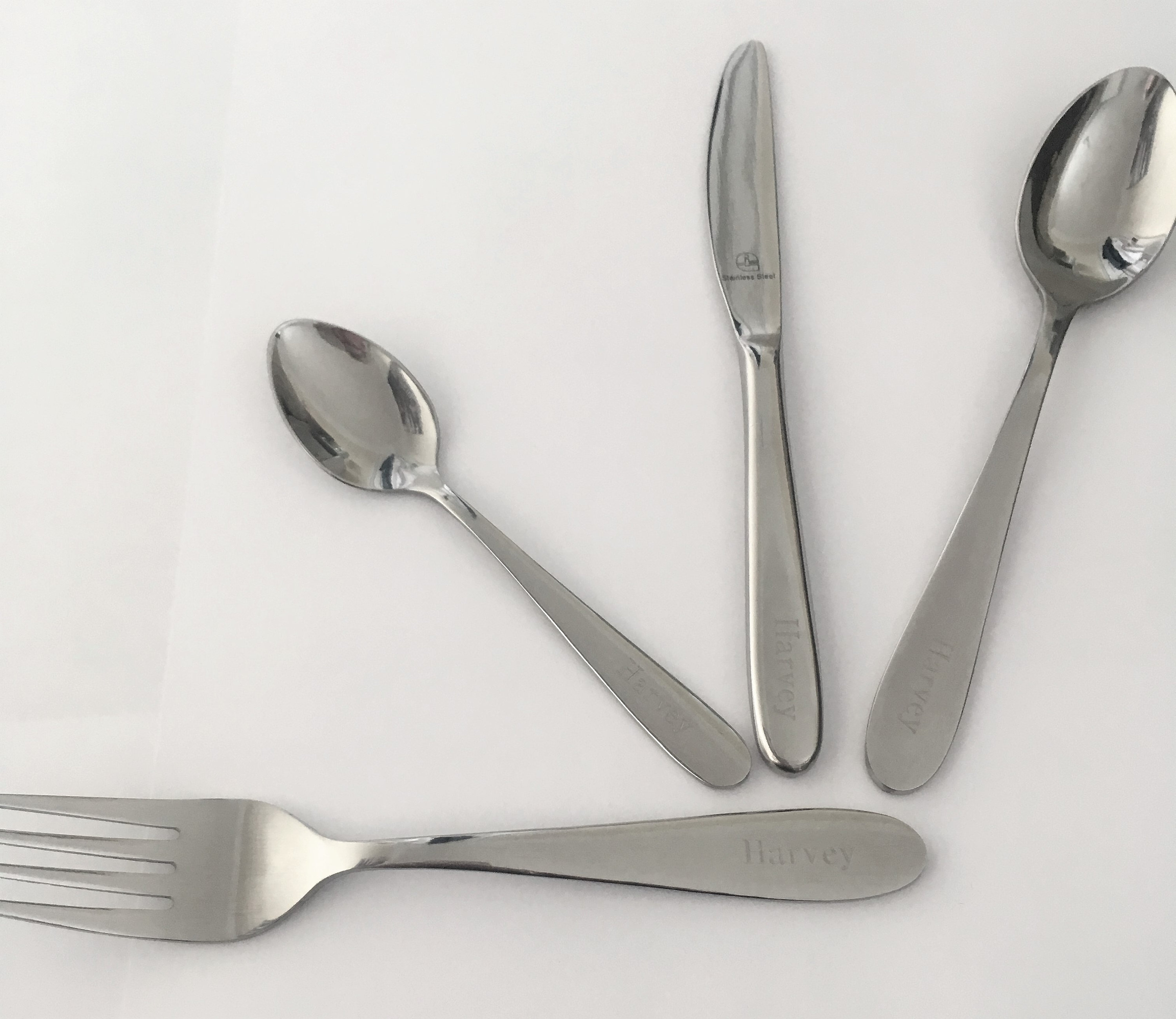 Personalised Engraved Children's 4 Piece Cutlery Set in a Etsy