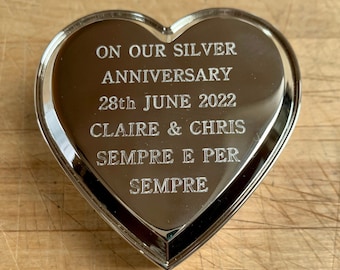 Personalised Engraved Heart Shaped Silver Plated Trinket Box A Professionally Engraved Gift Perfect Christmas Wedding Anniversary Gift