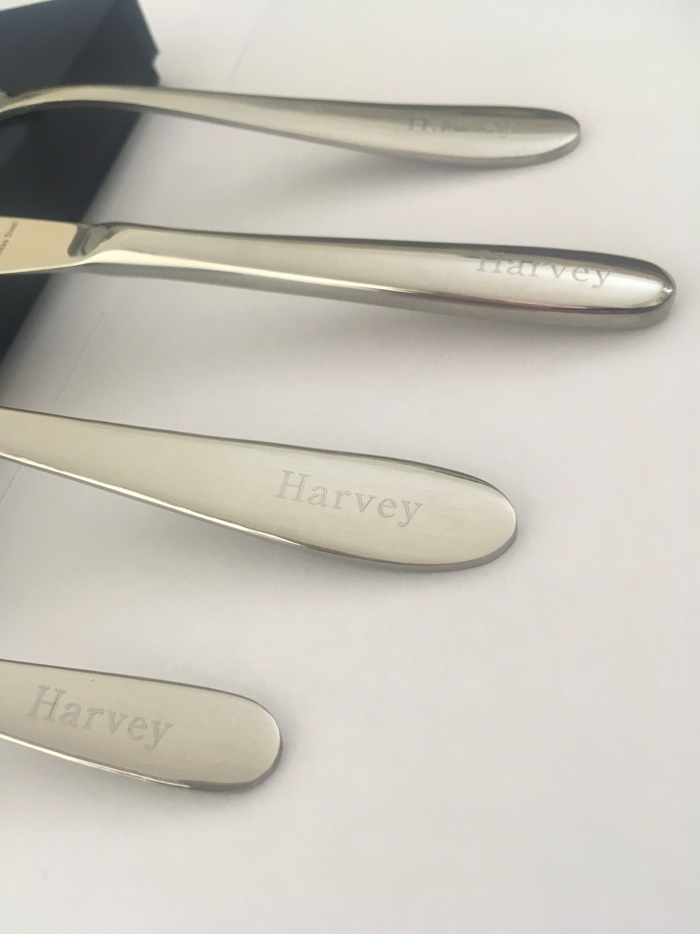 Personalised Engraved Children's 4 Piece Cutlery Set in a Etsy