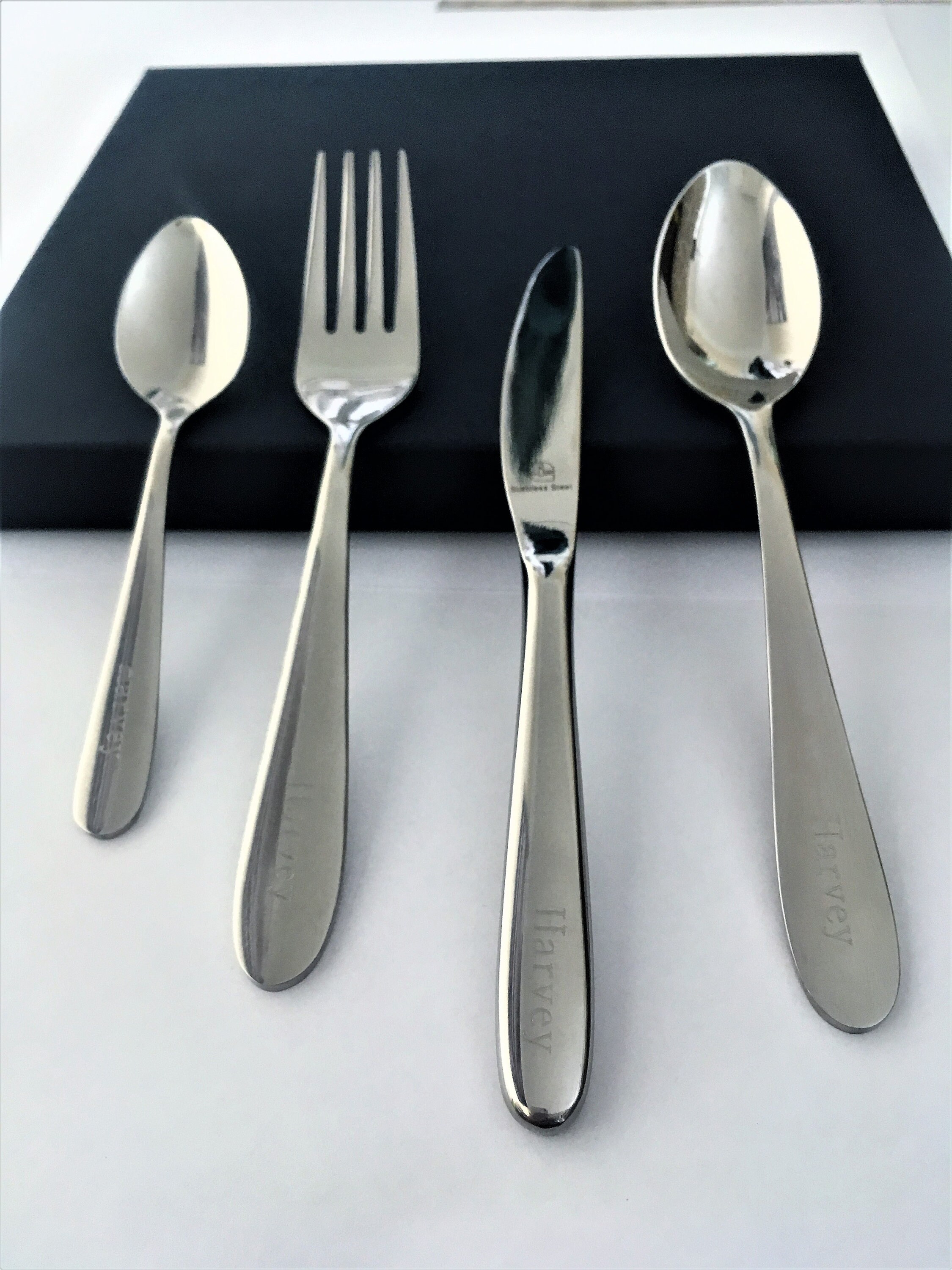 Personalised Engraved Children's 4 Piece Cutlery Set in a Etsy
