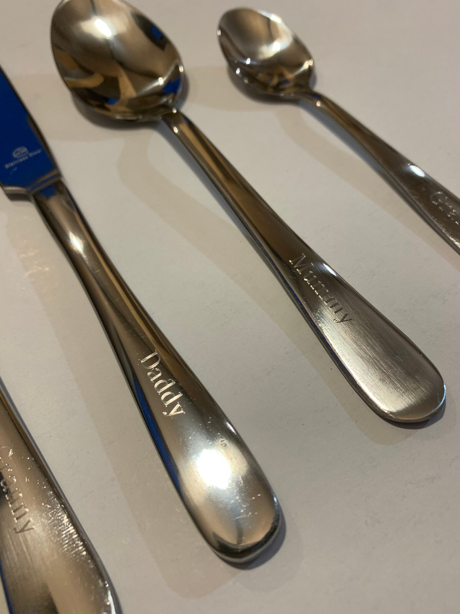 Personalized Engraved Adult Cutlery Set 4 Piece Mummy Daddy Etsy