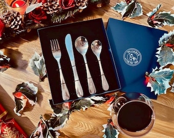Viners Personalised 4 piece Childs Cutlery Set Engraved with a bespoke gift box