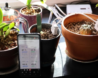 WiFi Soil Moisture Sensor, 6 Probes, Home Assistant Plant Monitor, Seed Starting, Greenhouse, Hydroponics, Garden