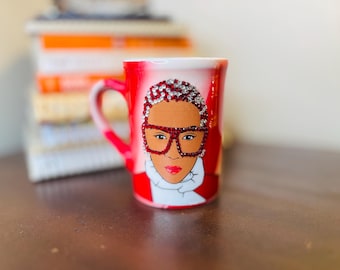 Personalized Rhinestone Afro Diva Mug: Sorority Bling Coffee Cup
