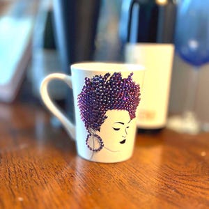 Rhinestone Hair Diva Coffee Mug: Handmade Bling Gift