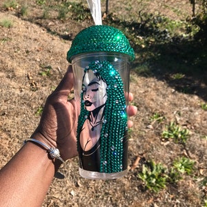 Custom Rhinestone Tumbler with Dome Lid: Braided Hair Acrylic Cup