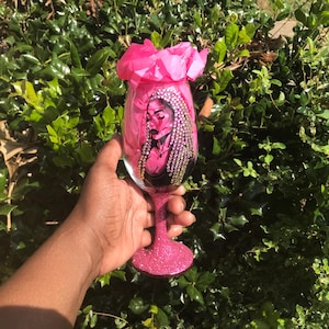 Wine Glass Blinged Out, Personalized Decorated Glitter Cup, Handmade Rhinestone, Gifts for Her, Black Girl Magic, Bedazzled Glassware Bar