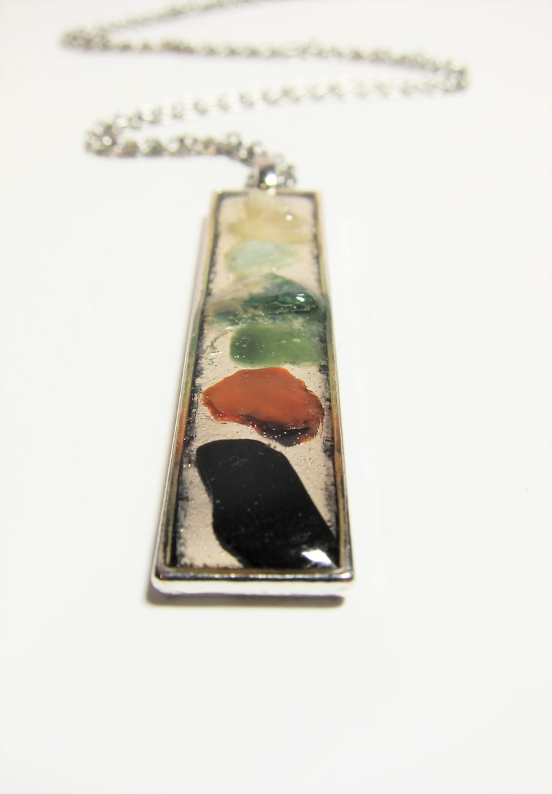 Natural Stone Acrylic Jewelry Simple Jewelry 6 Stone Pendant Necklace Bezel Jewelry Imperfect Jewelry Metal Jewelry