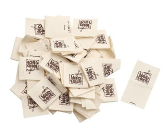 50 PCS HANDMADE With LOVE fabric labels 20*20mm- Handgemachte Stoffetiketten - Etiquettes en tissu Faite a la main - Fabric labels
