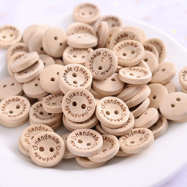 20MM - 50 HANDMADE wooden buttons - Wooden buttons -Holzknöpfe -boutons en bois - Wooden buttons